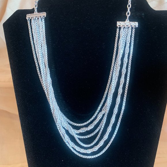 Jewelry Western Germany Vintage Silver Tone Multi Strand Aluminum